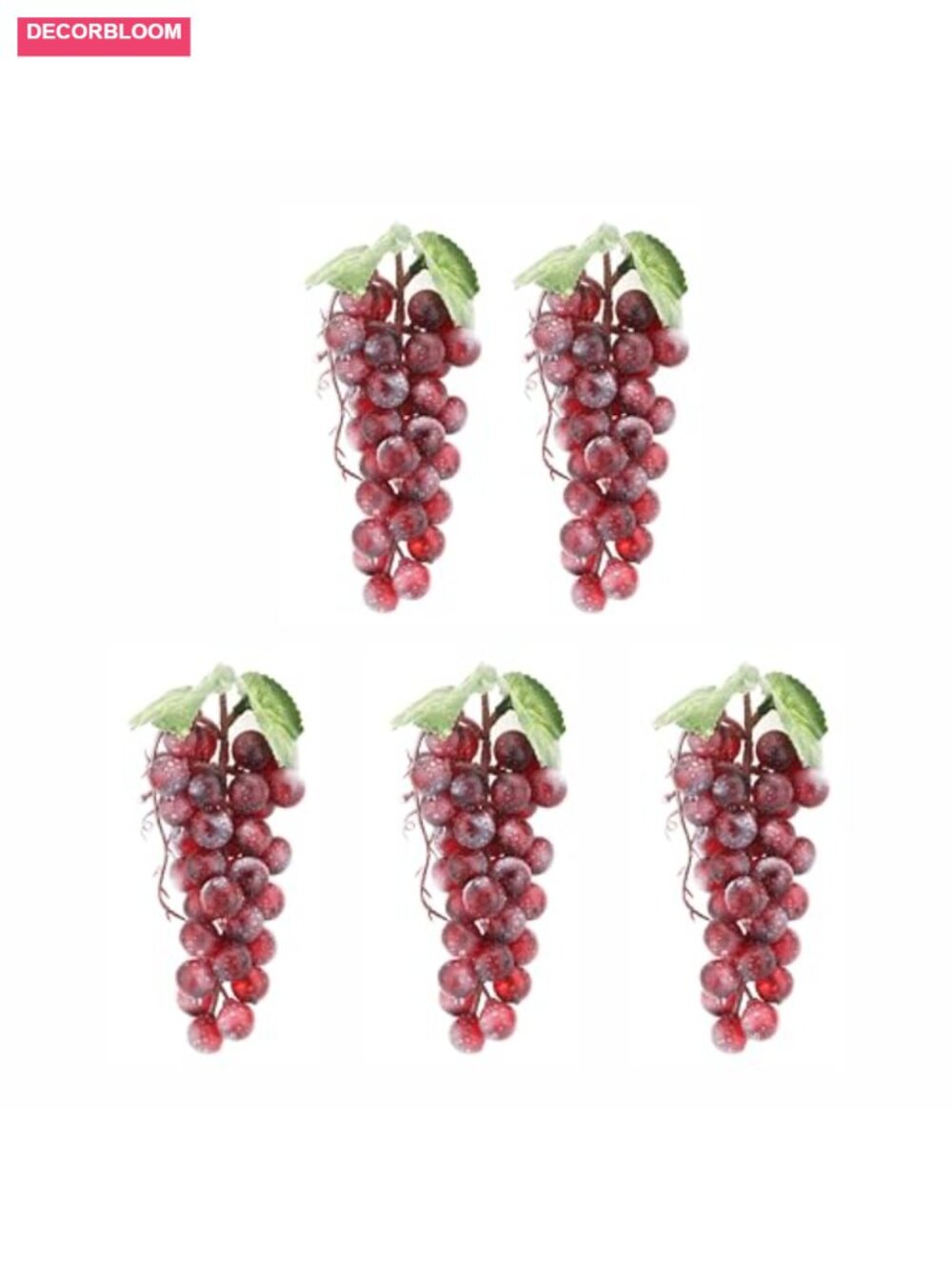 Artificial Grape Cluster 5 Strings with Vine Leaves Realistic Home Decor